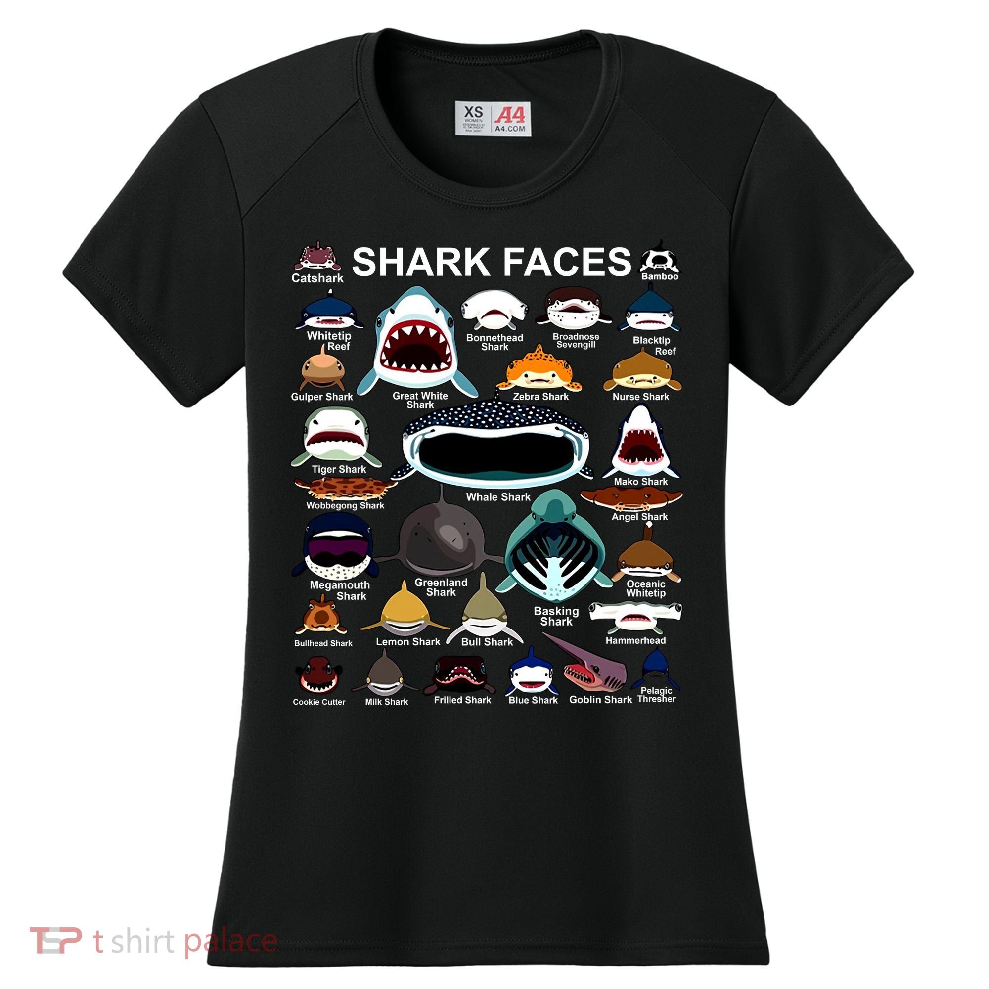 Shark Faces Of All Kinds Women's Cooling Performance Crew T-Shirt