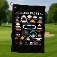 Shark Faces Of All Kinds Golf Towel thumb 1