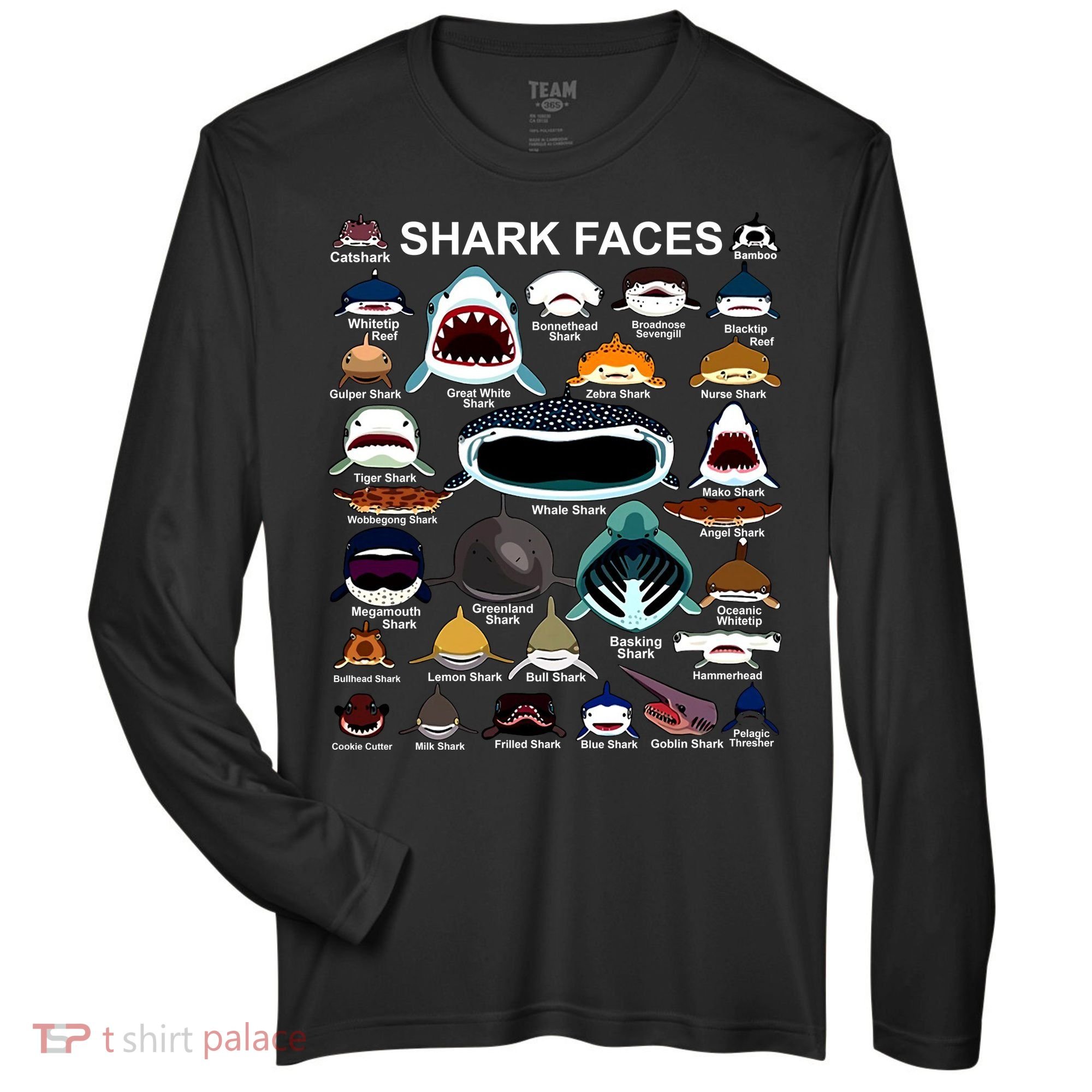 Shark Faces Of All Kinds Zone Performance Long-Sleeve T-Shirt