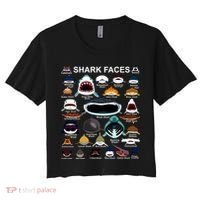 Shark Faces Of All Kinds Women's Crop Top Tee thumb 0
