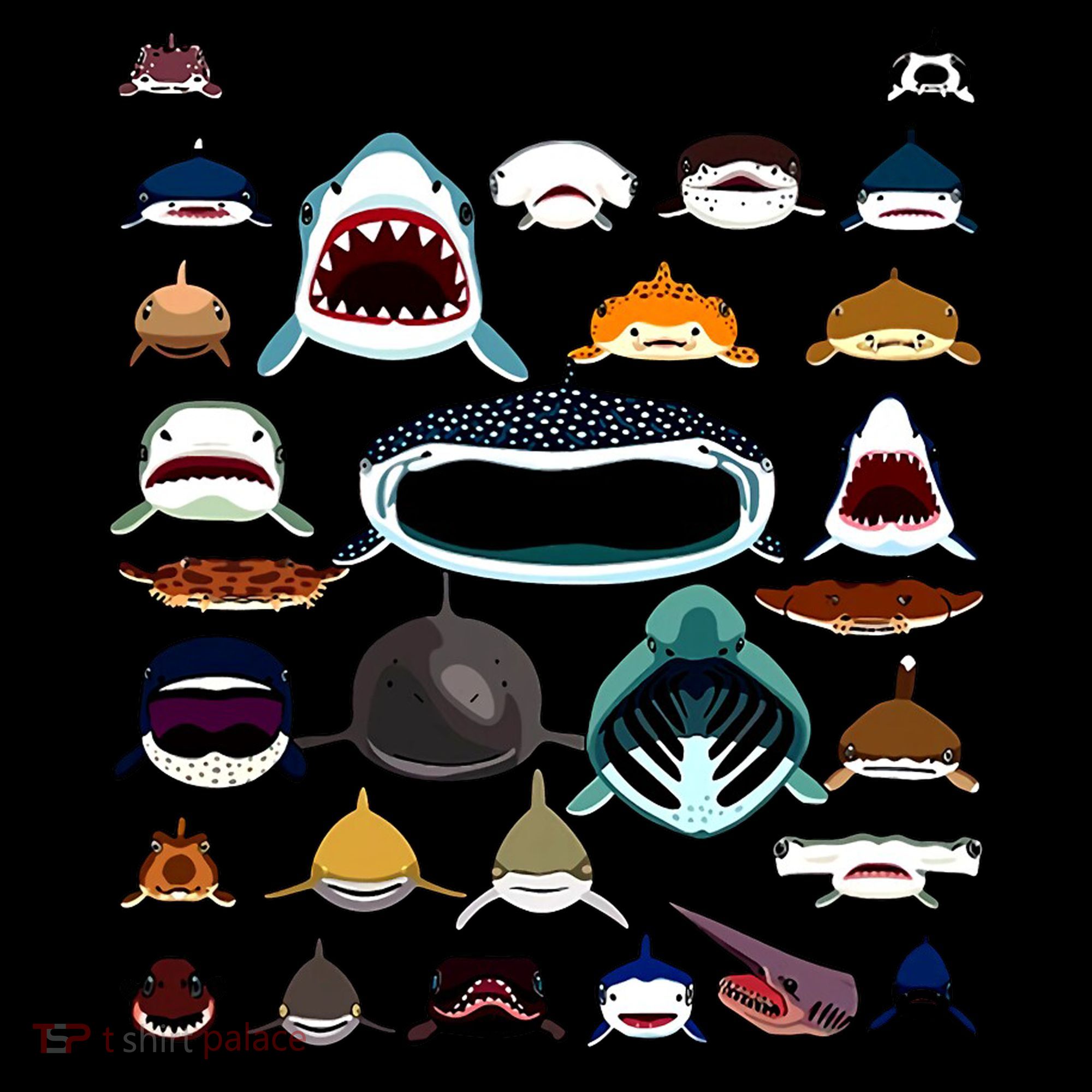 Shark Faces Of All Kinds Kids Colorblock Raglan Jersey