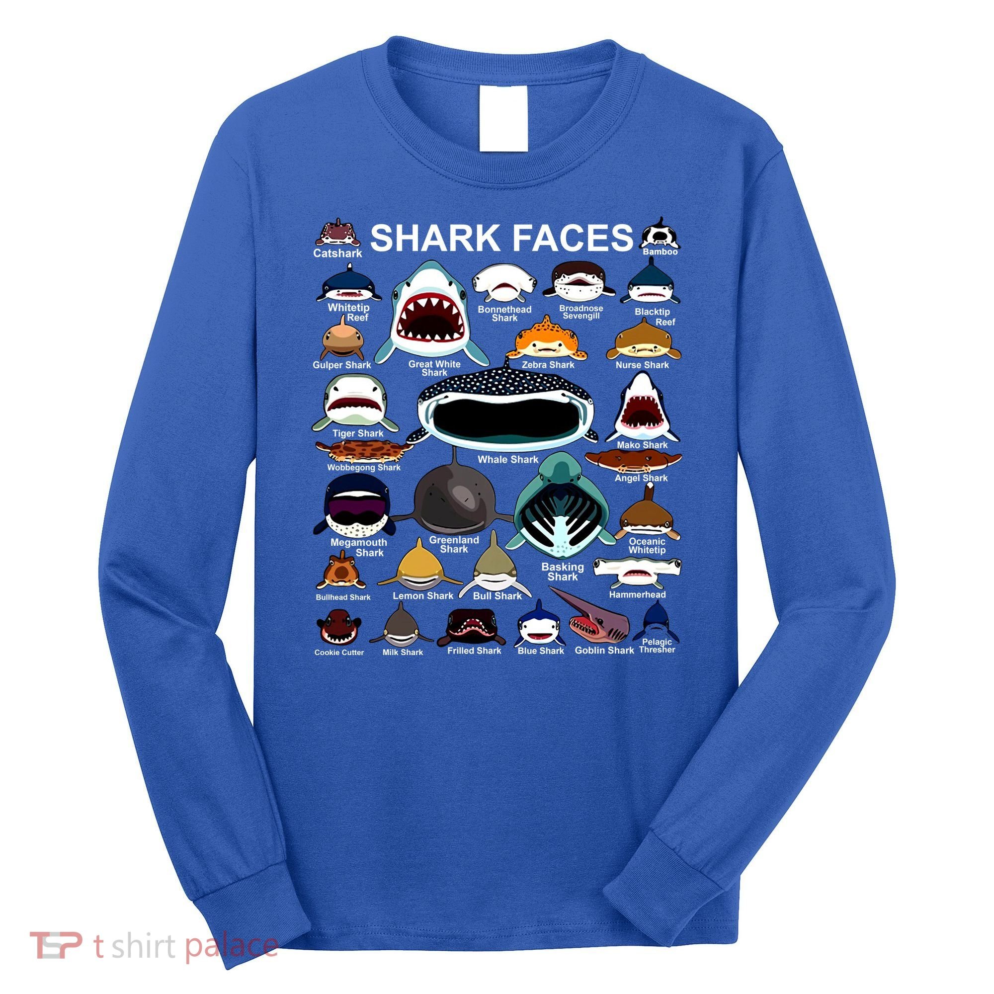 Shark Faces Of All Kinds Long Sleeve Shirt