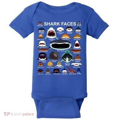 Shark Faces Of All Kinds Baby Bodysuit