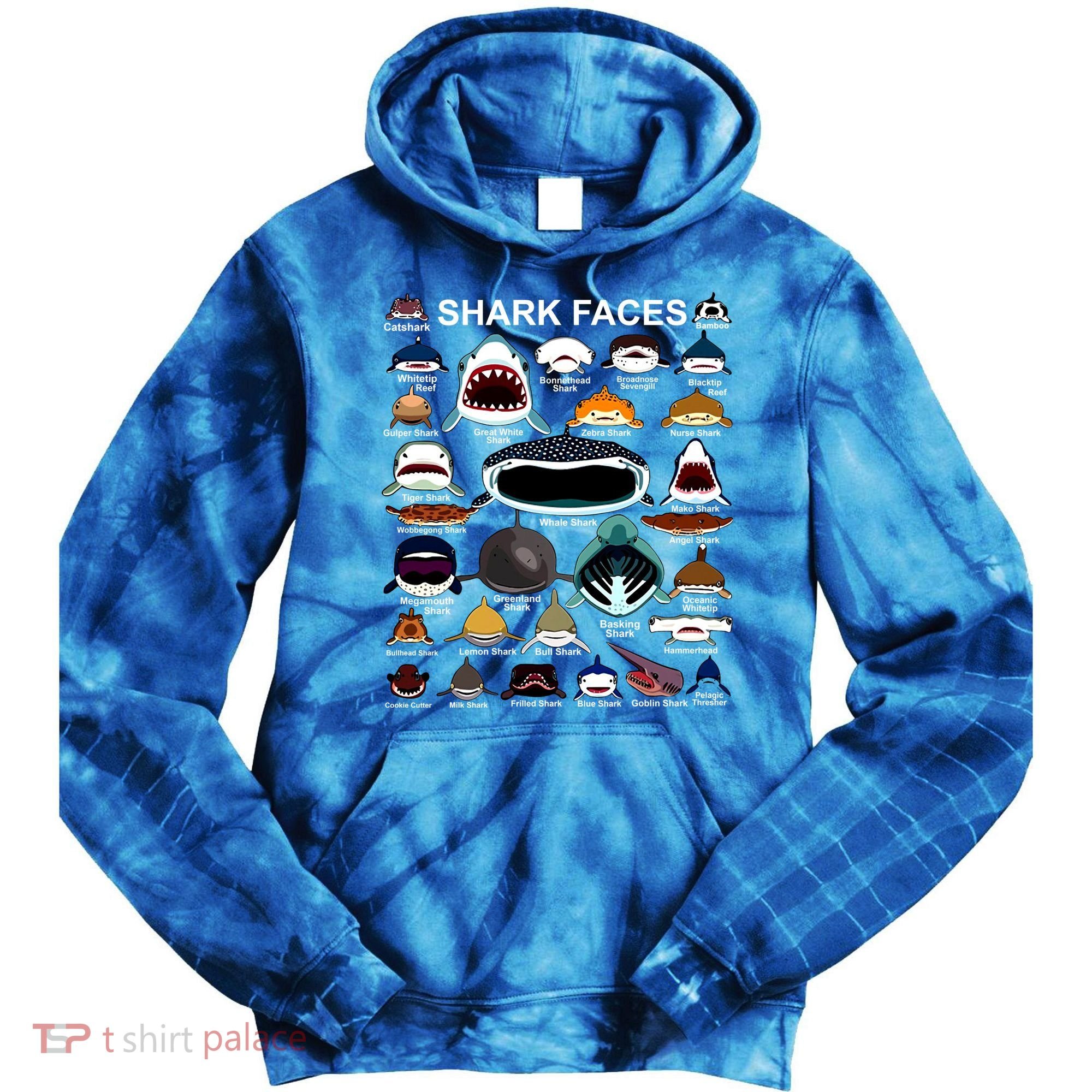 Shark Faces Of All Kinds Tie Dye Hoodie