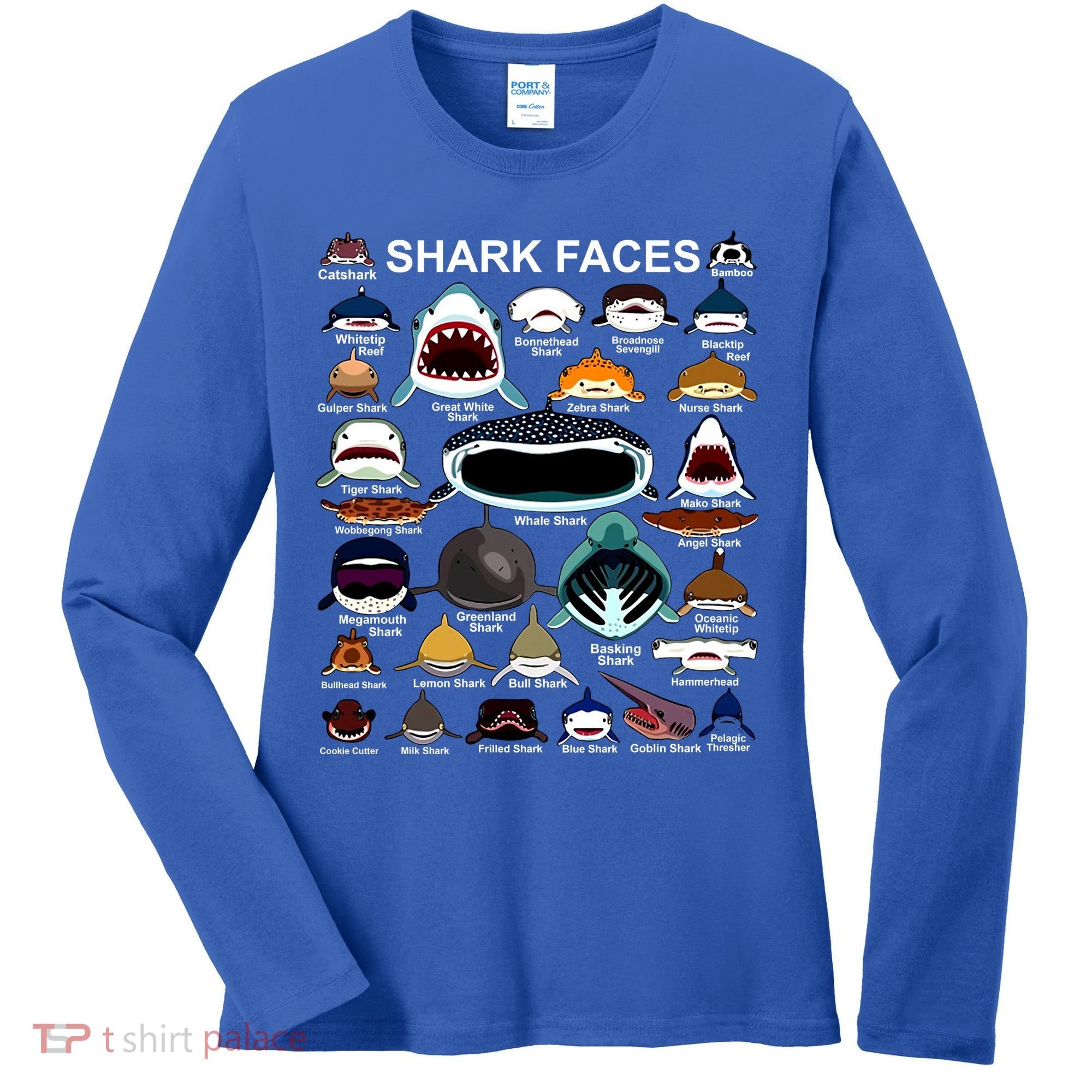 Shark Faces Of All Kinds Women's Long Sleeve Shirt