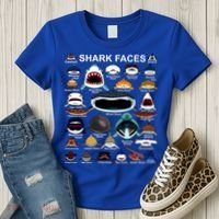 Shark Faces Of All Kinds Women's T-Shirt thumb 3