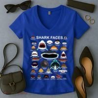 Shark Faces Of All Kinds Women's V-Neck T-Shirt thumb 2