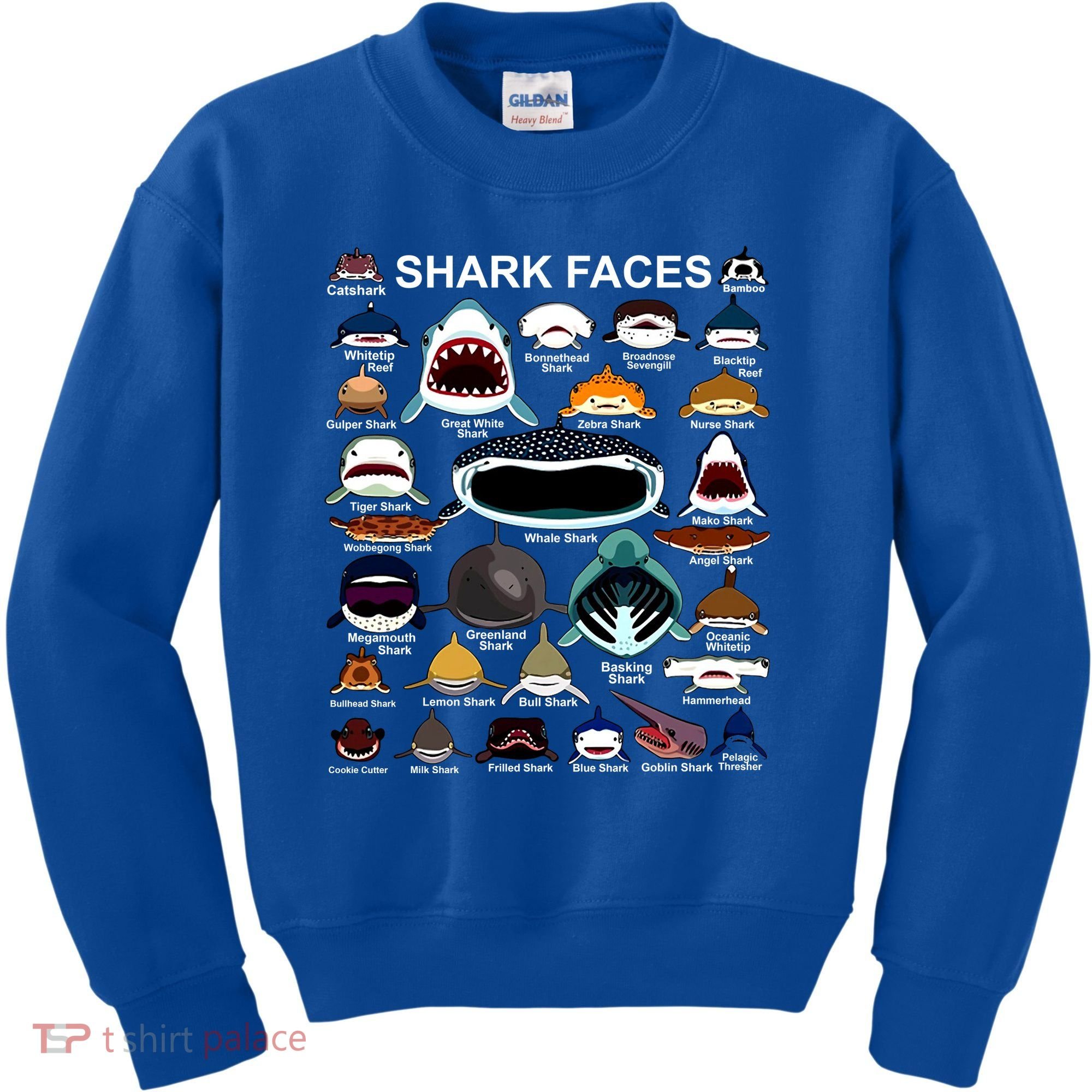 Shark Faces Of All Kinds Kids Sweatshirt
