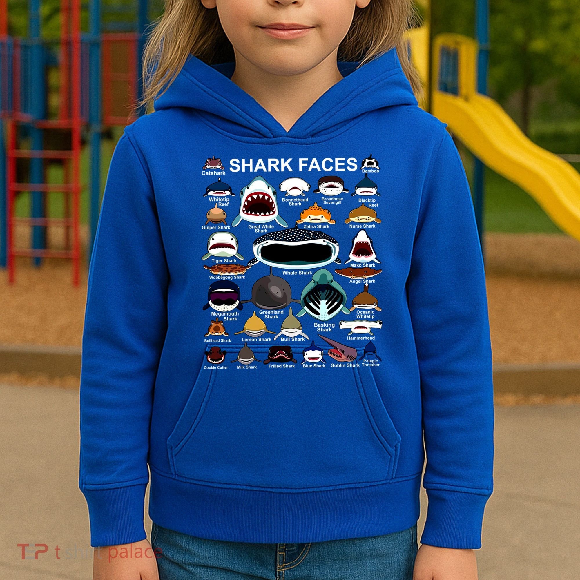 Shark Faces Of All Kinds Kids Hoodie