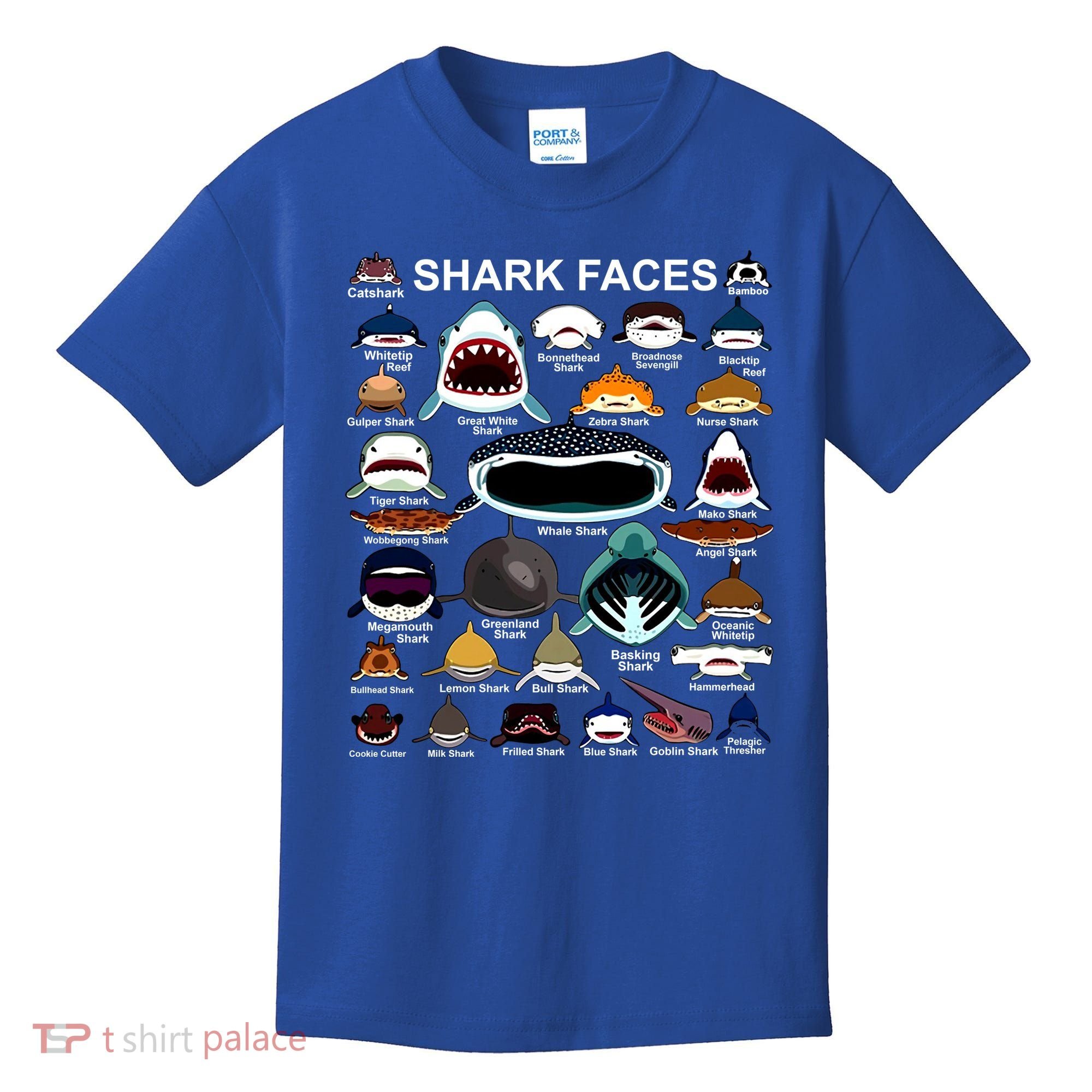 Shark Faces Of All Kinds Kids T-Shirt