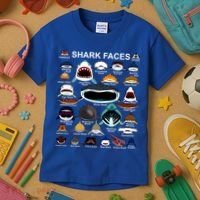 Shark Faces Of All Kinds Kids T-Shirt thumb 3