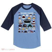 Shark Faces Of All Kinds Raglan Baseball Sleeve Shirt thumb 0