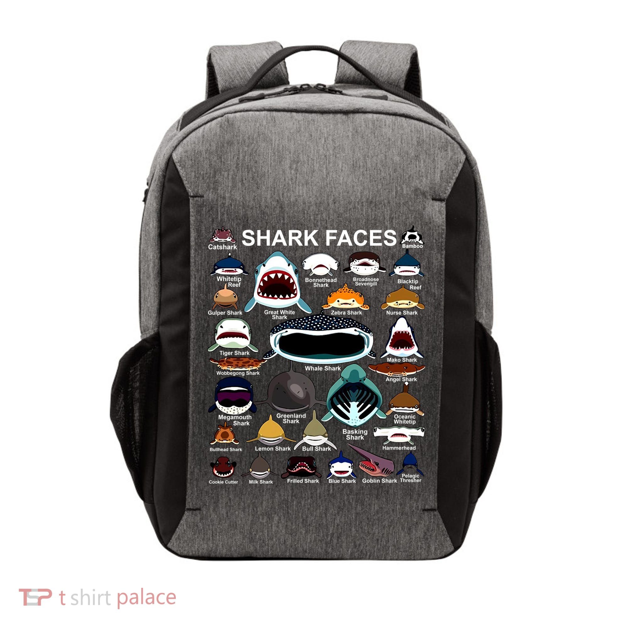 Shark Faces Of All Kinds Vector Backpack