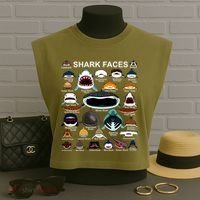 Shark Faces Of All Kinds Garment-Dyed Women's Muscle Tee thumb 3