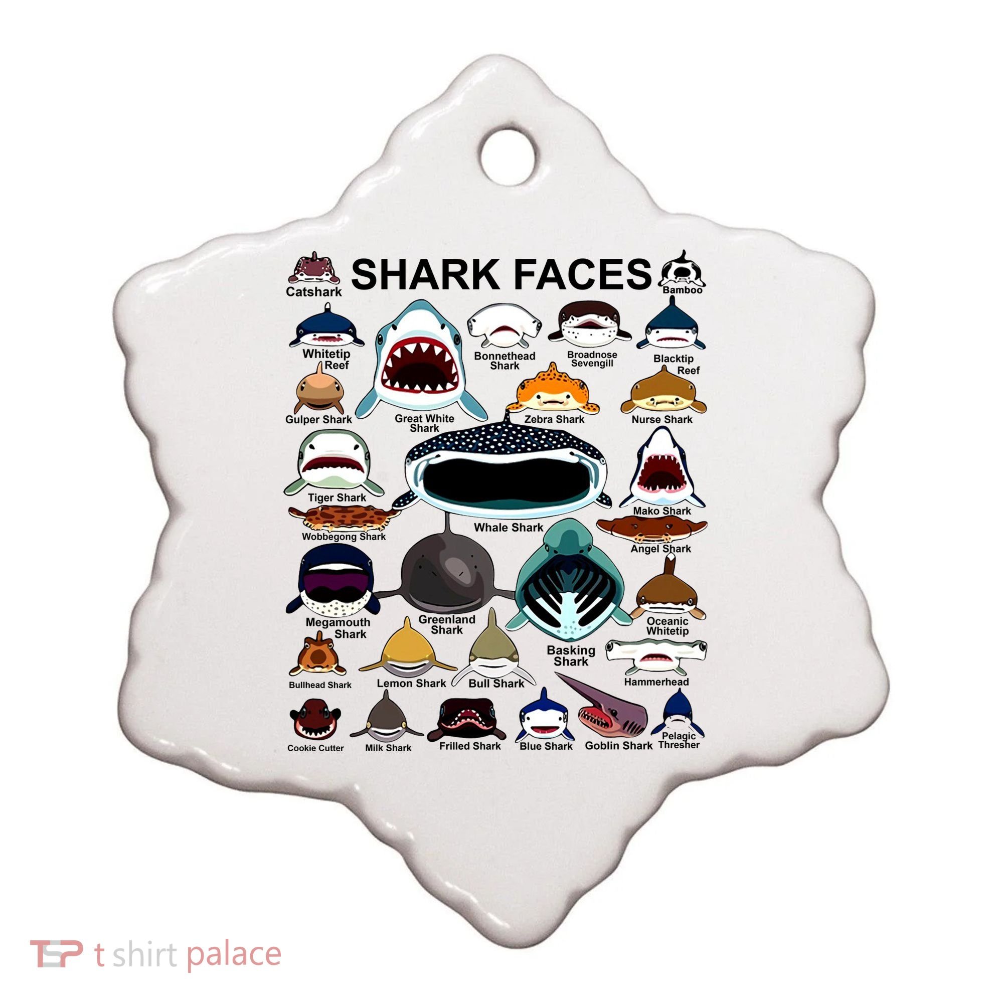 Shark Faces Of All Kinds Ceramic Ornament