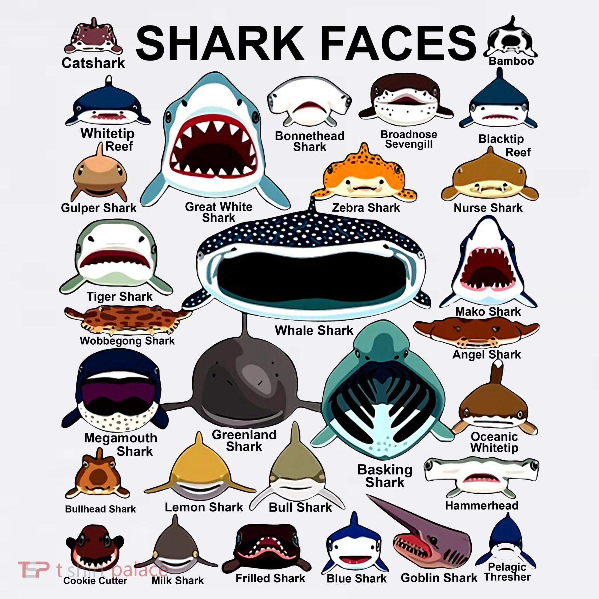 Shark Faces Of All Kinds Comfort Colors Garment-Dyed Hooded Sweatshirt