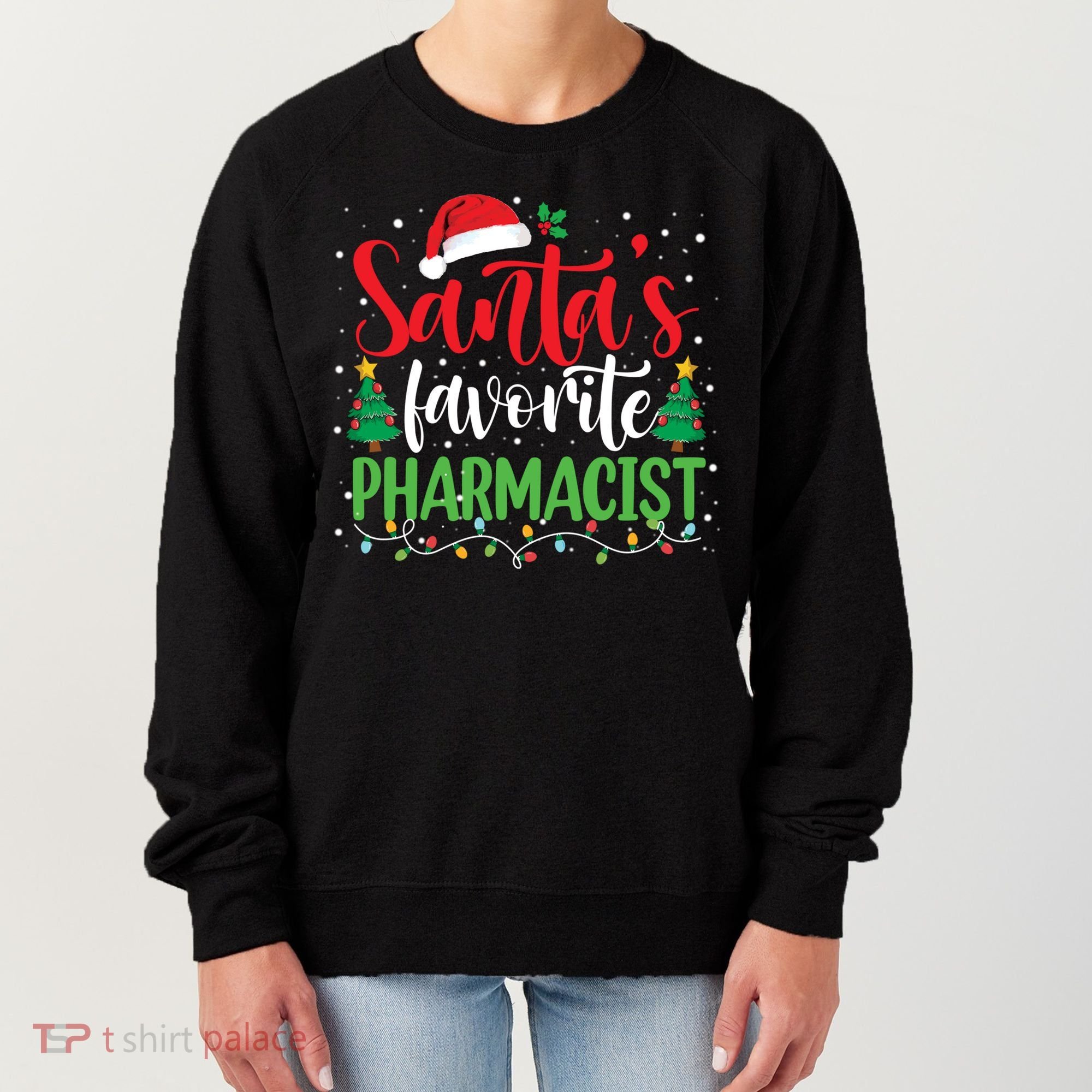 SantaS Favorite Pharmacist Christmas Nursing Santa Hat Gift Women's Sweatshirt