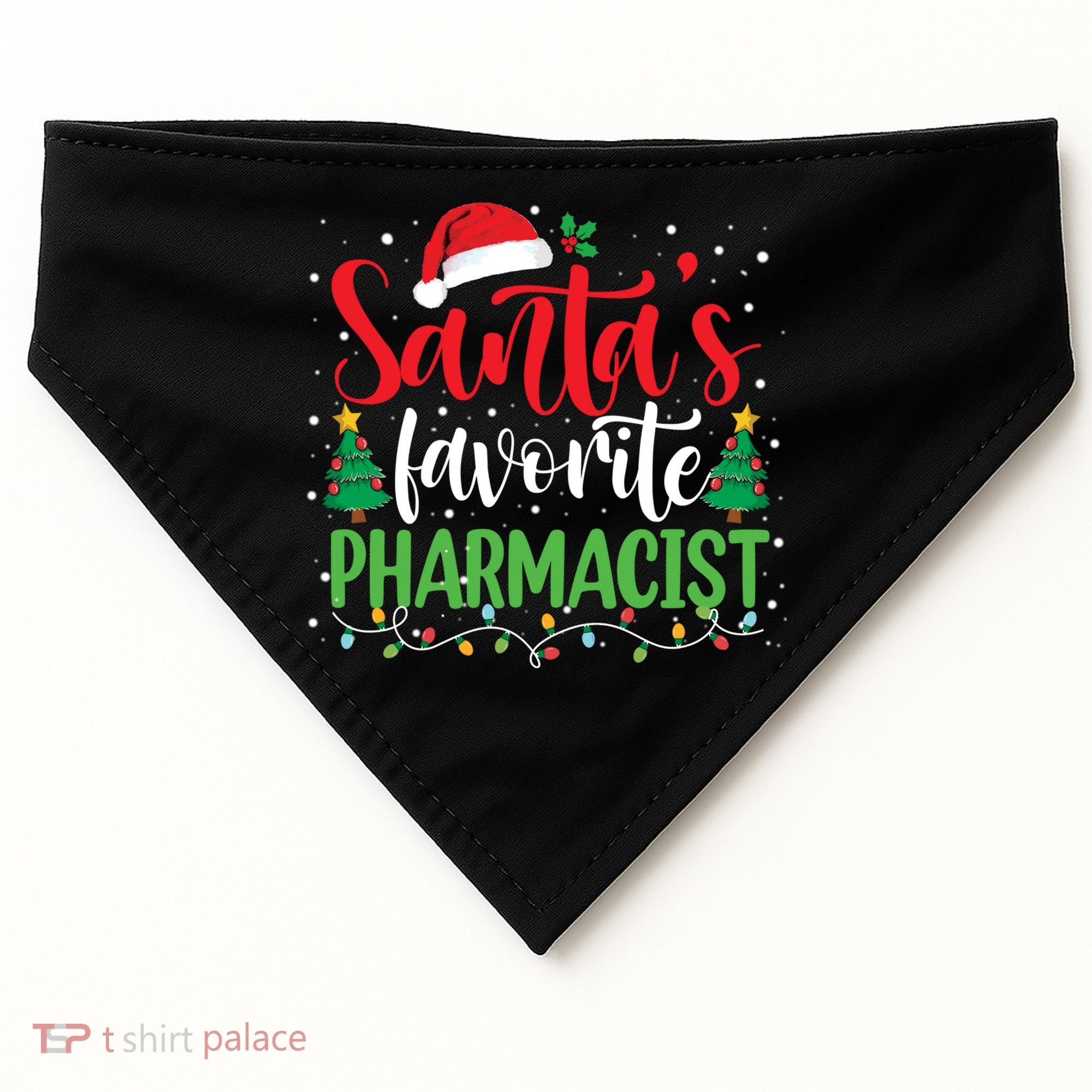 SantaS Favorite Pharmacist Christmas Nursing Santa Hat Gift USA-Made Doggie Bandana