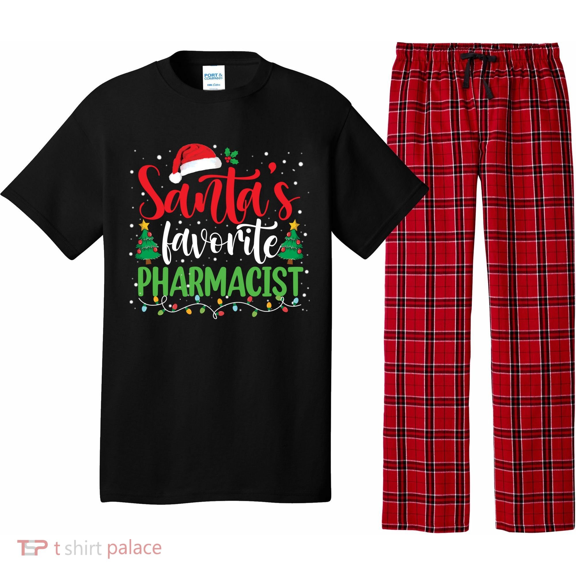 SantaS Favorite Pharmacist Christmas Nursing Santa Hat Gift Pajama Set
