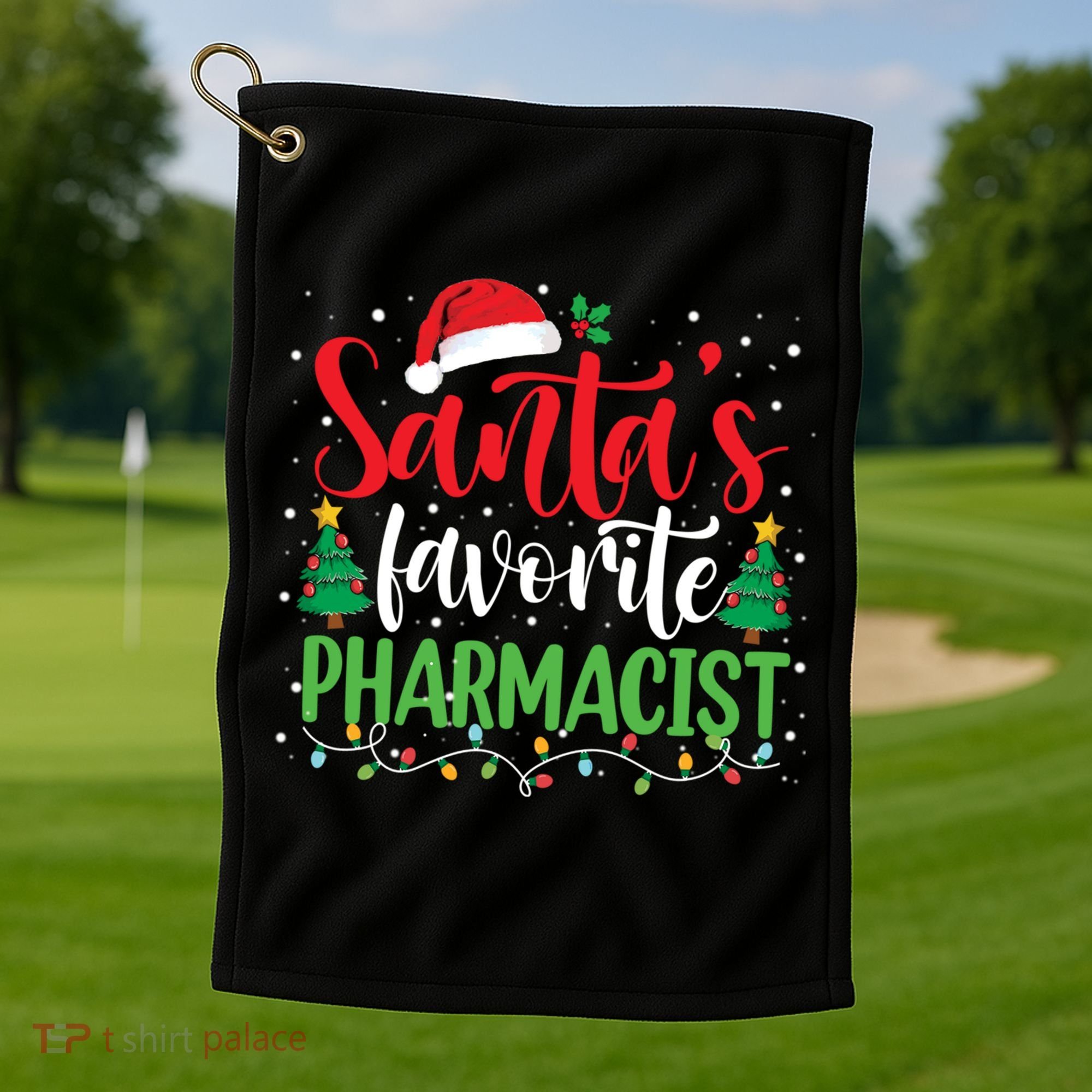 SantaS Favorite Pharmacist Christmas Nursing Santa Hat Gift Golf Towel