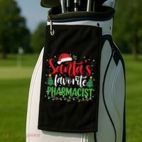 SantaS Favorite Pharmacist Christmas Nursing Santa Hat Gift Golf Towel thumb 2