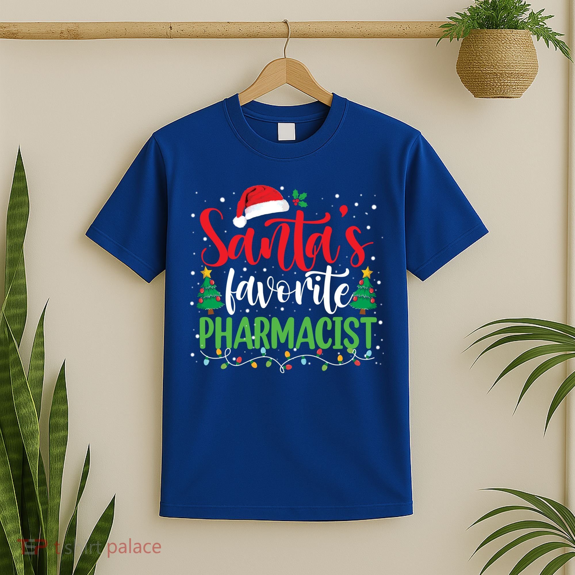 SantaS Favorite Pharmacist Christmas Nursing Santa Hat Gift T-Shirt