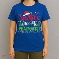 SantaS Favorite Pharmacist Christmas Nursing Santa Hat Gift T-Shirt thumb 4