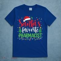 SantaS Favorite Pharmacist Christmas Nursing Santa Hat Gift T-Shirt thumb 5