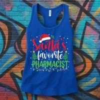 SantaS Favorite Pharmacist Christmas Nursing Santa Hat Gift Women's Tank Top thumb 3