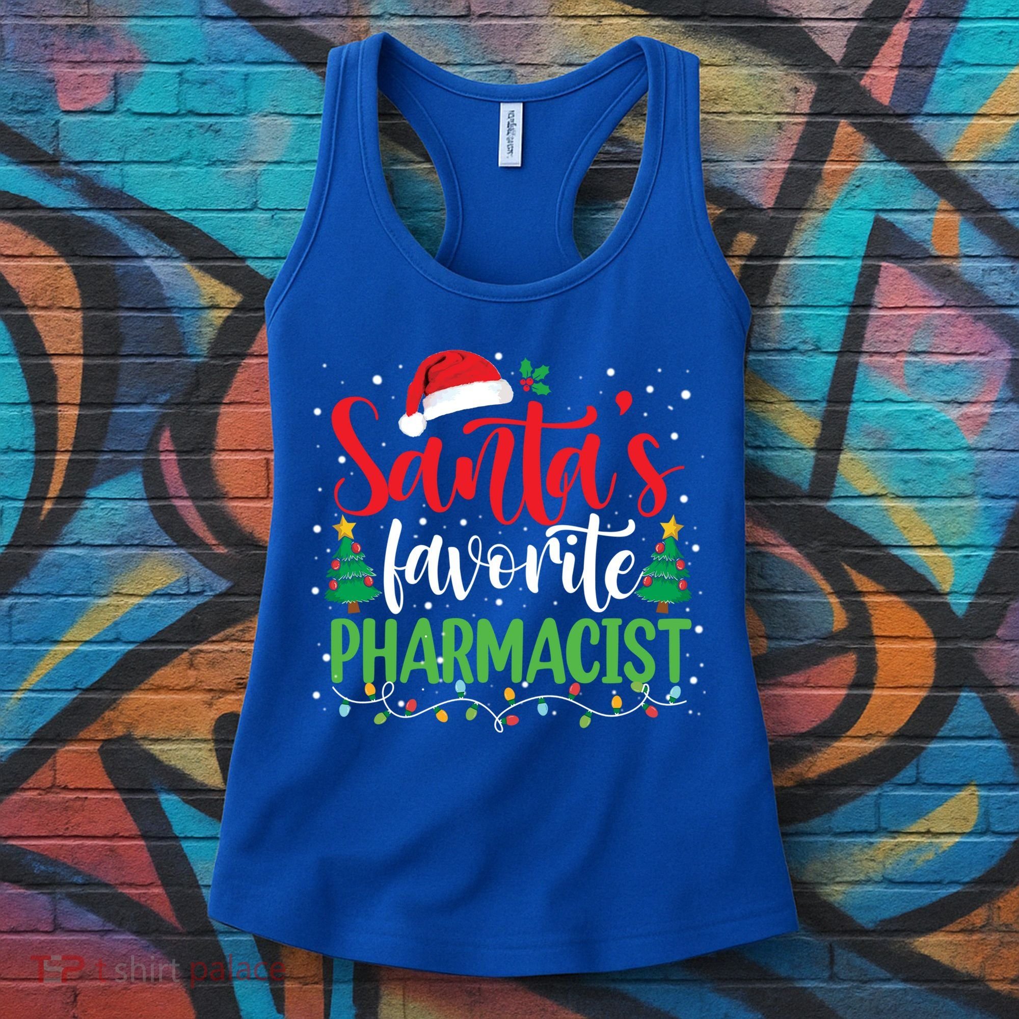 SantaS Favorite Pharmacist Christmas Nursing Santa Hat Gift Women's Tank Top