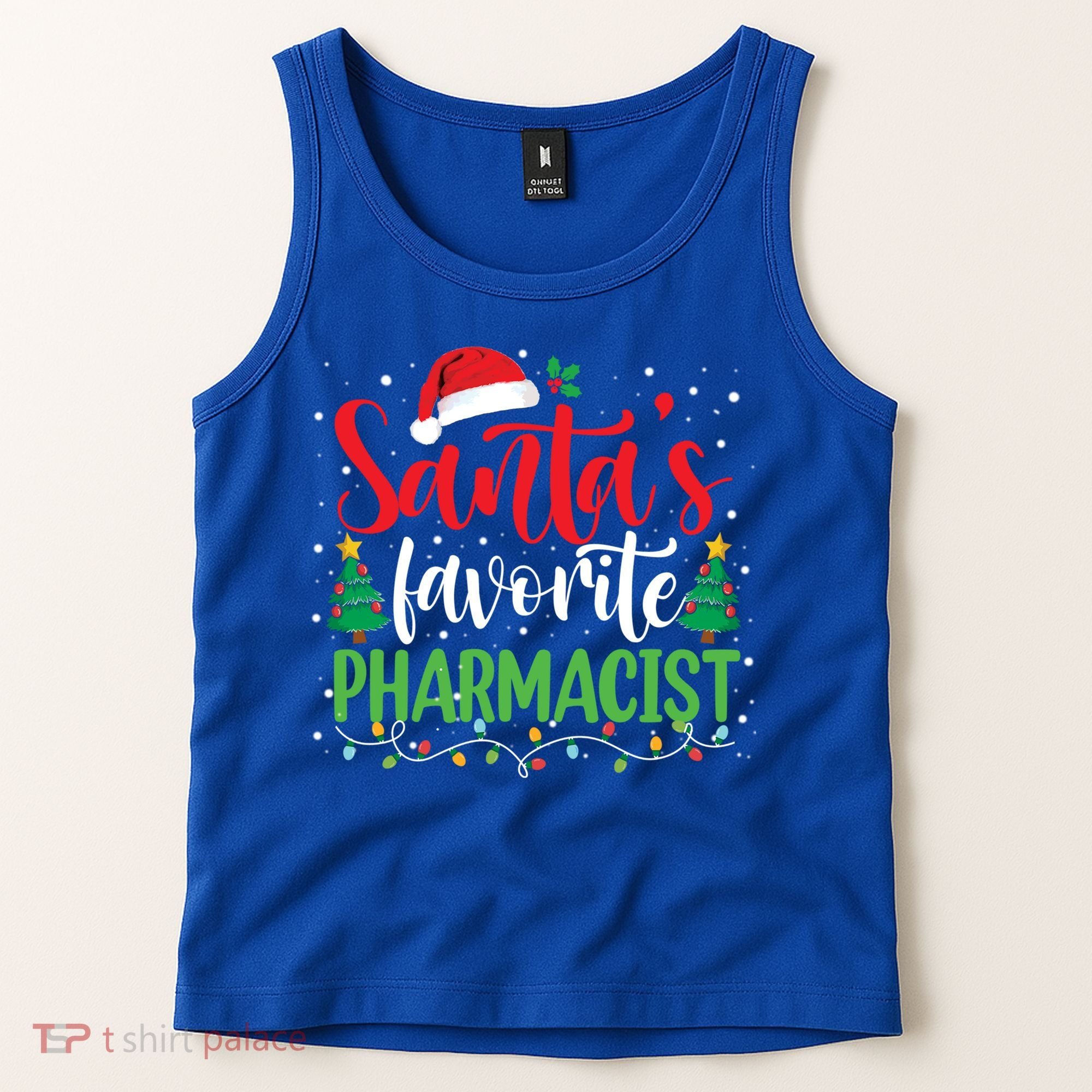 SantaS Favorite Pharmacist Christmas Nursing Santa Hat Gift Tank Top