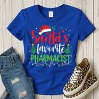 SantaS Favorite Pharmacist Christmas Nursing Santa Hat Gift Women's T-Shirt thumb 3