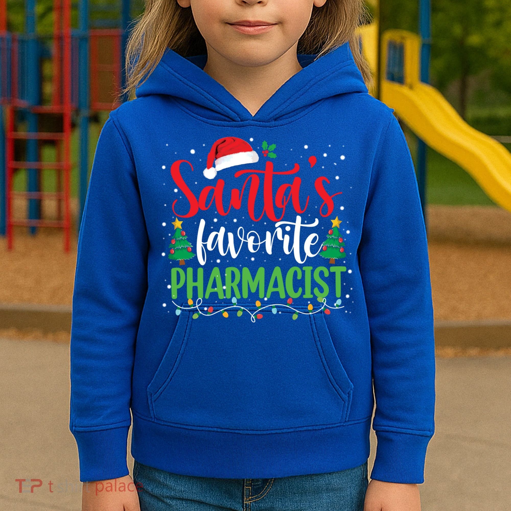 SantaS Favorite Pharmacist Christmas Nursing Santa Hat Gift Kids Hoodie