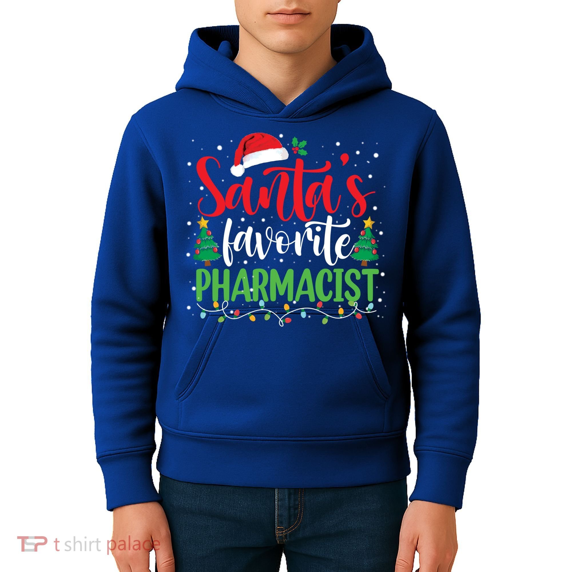 SantaS Favorite Pharmacist Christmas Nursing Santa Hat Gift Kids Hoodie