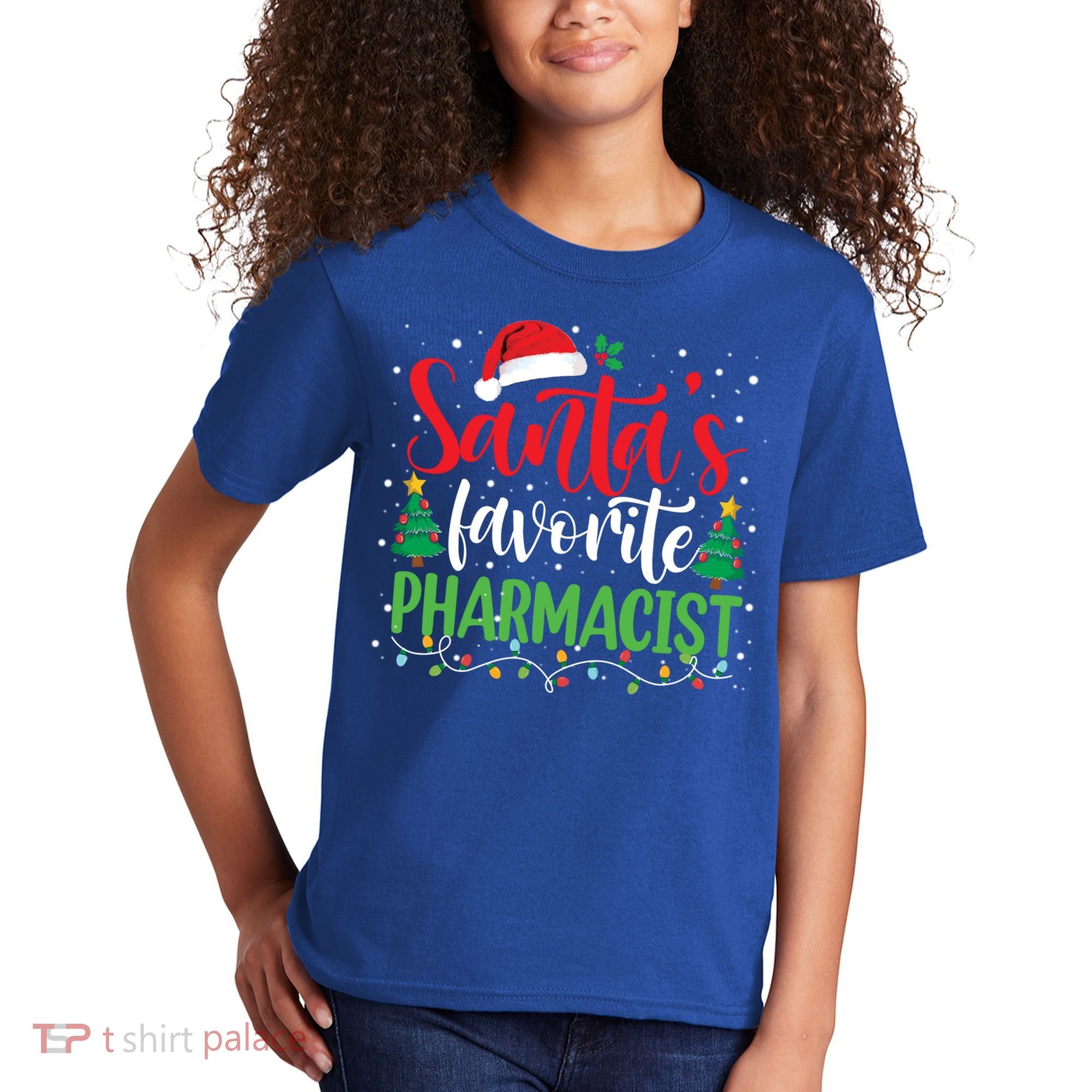 SantaS Favorite Pharmacist Christmas Nursing Santa Hat Gift Kids T-Shirt