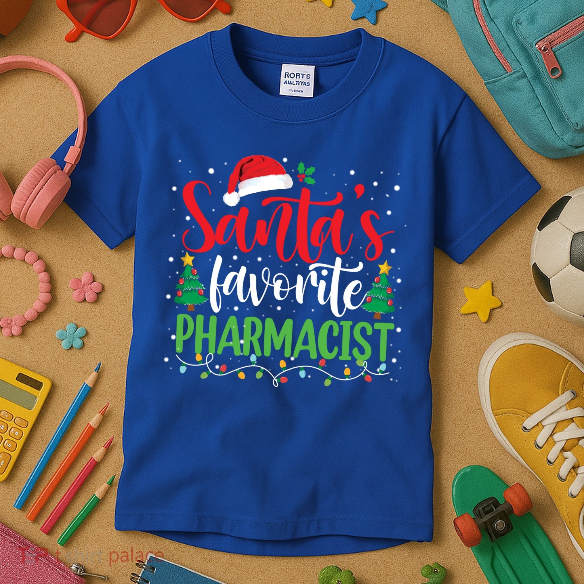 SantaS Favorite Pharmacist Christmas Nursing Santa Hat Gift Kids T-Shirt