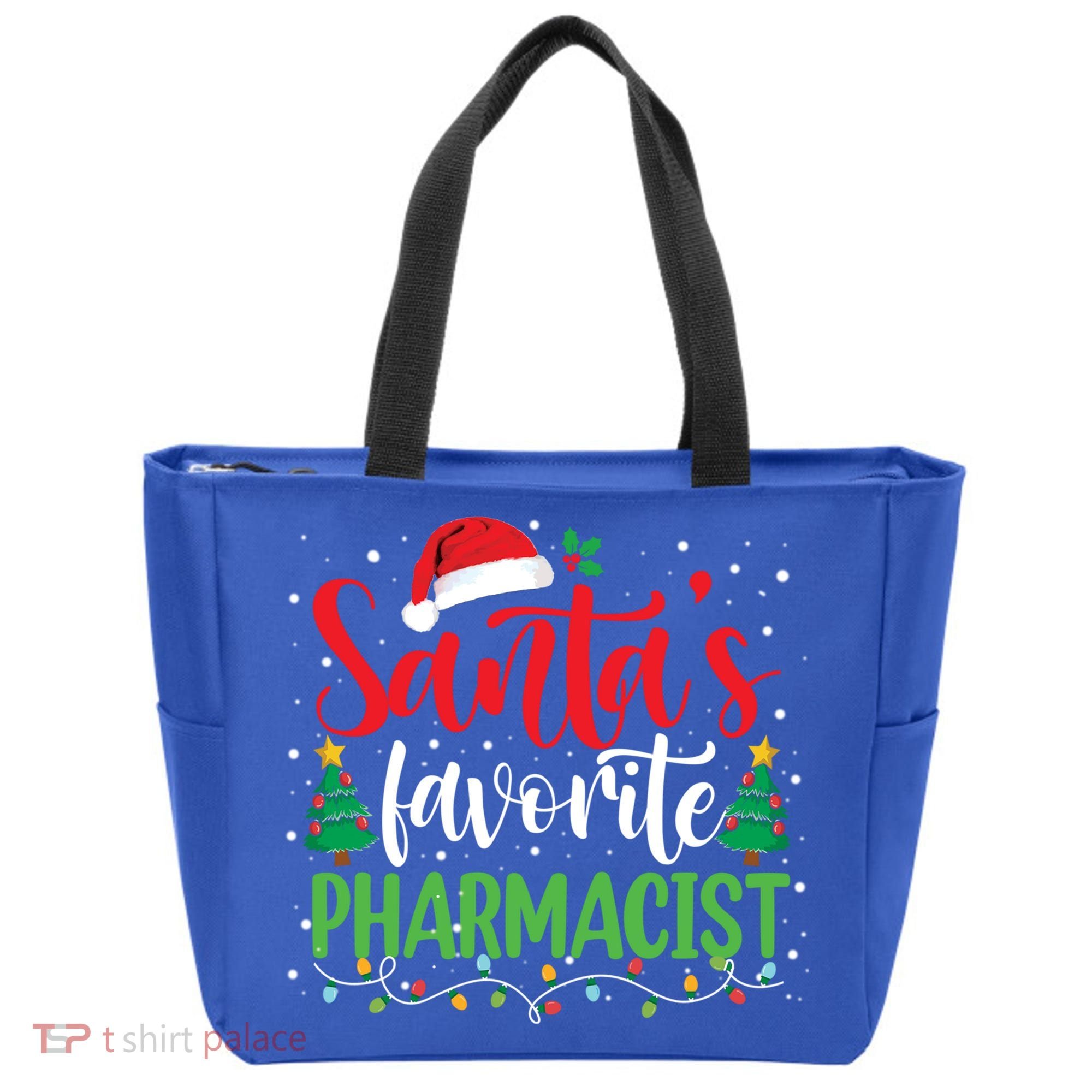SantaS Favorite Pharmacist Christmas Nursing Santa Hat Gift Tote Bag