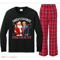 SantaS Favorite President Christmas Trump 47th President Kids Long Sleeve Plaid Pajama Set thumb 0