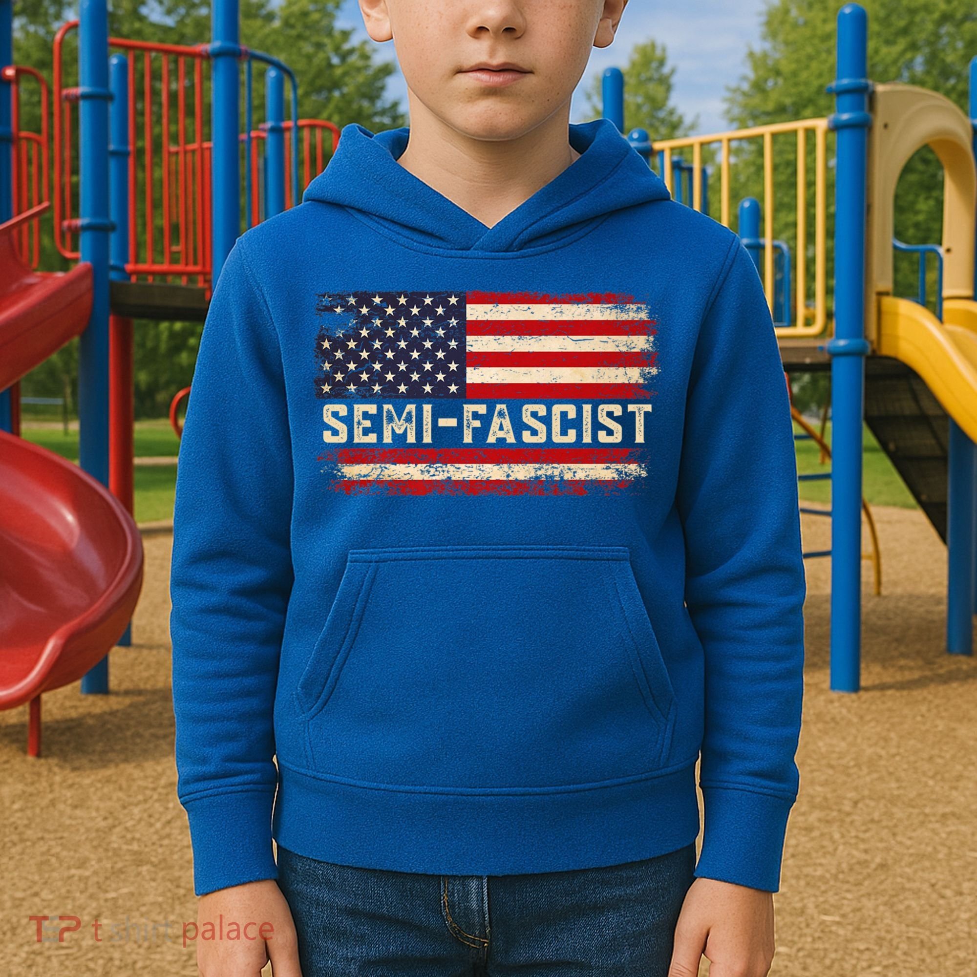 Semi Fascist Funny Political Humor Biden Quotes Kids Hoodie
