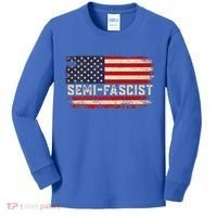 Semi Fascist Funny Political Humor Biden Quotes Kids Long Sleeve Shirt thumb 0