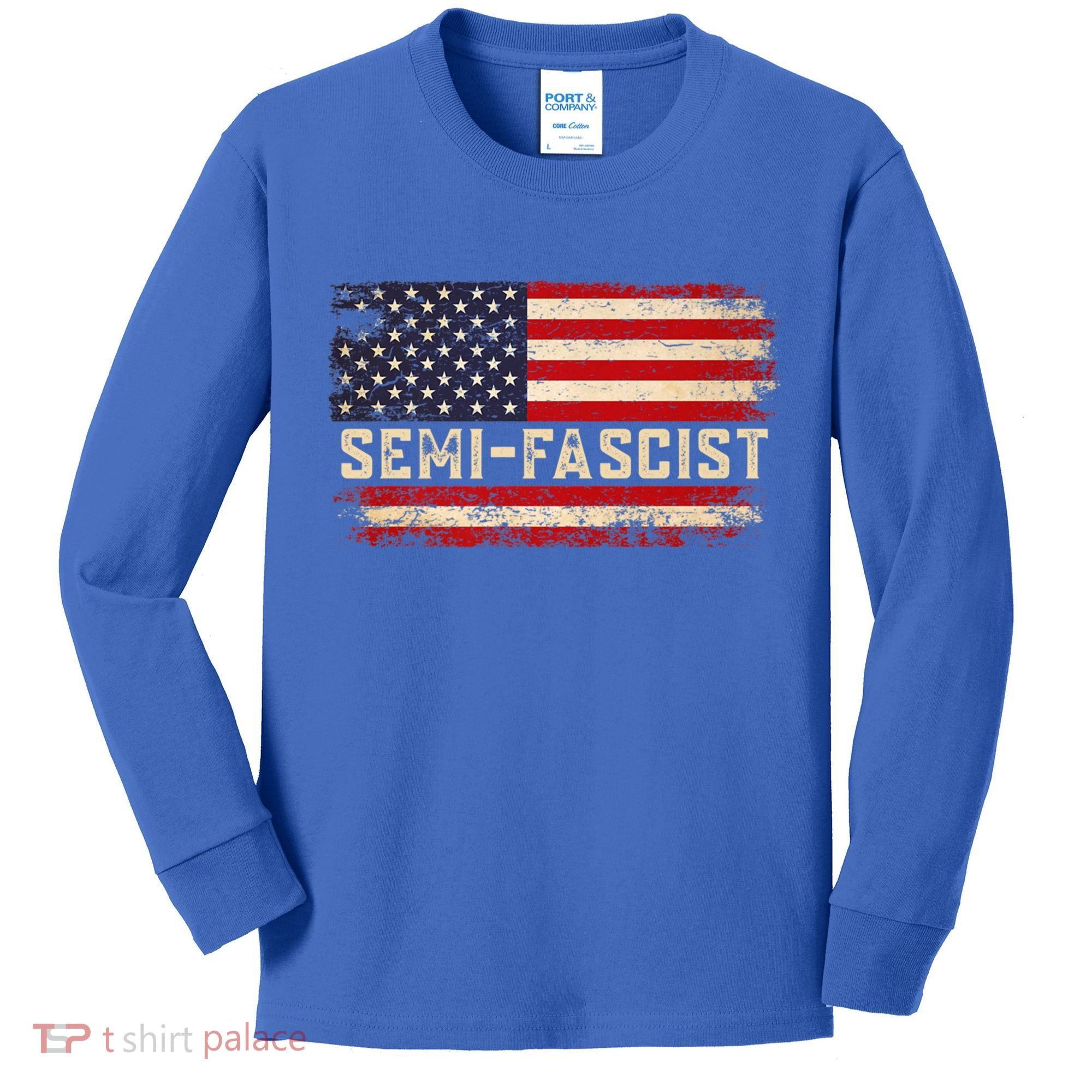 Semi Fascist Funny Political Humor Biden Quotes Kids Long Sleeve Shirt