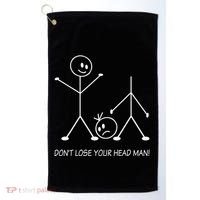 Stick Figures Pun DonT Lose Your Head Man Funny Stickman Golf Towel thumb 0