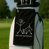 Stick Figures Pun DonT Lose Your Head Man Funny Stickman Golf Towel thumb 2