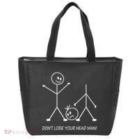 Stick Figures Pun DonT Lose Your Head Man Funny Stickman Tote Bag thumb 0