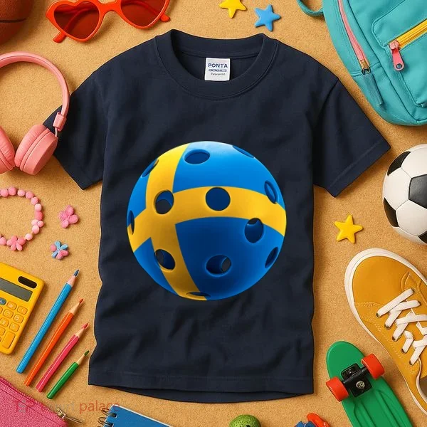 Swedish Flag Pickleball Kids T-Shirt