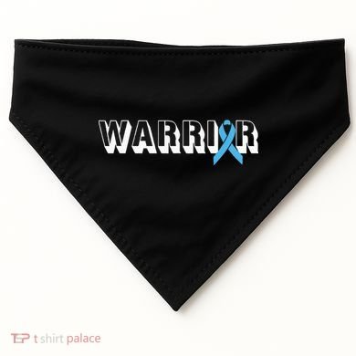 Support Father Prostate Cancer Warrior Light Blue Ribbon USA-Made Doggie Bandana