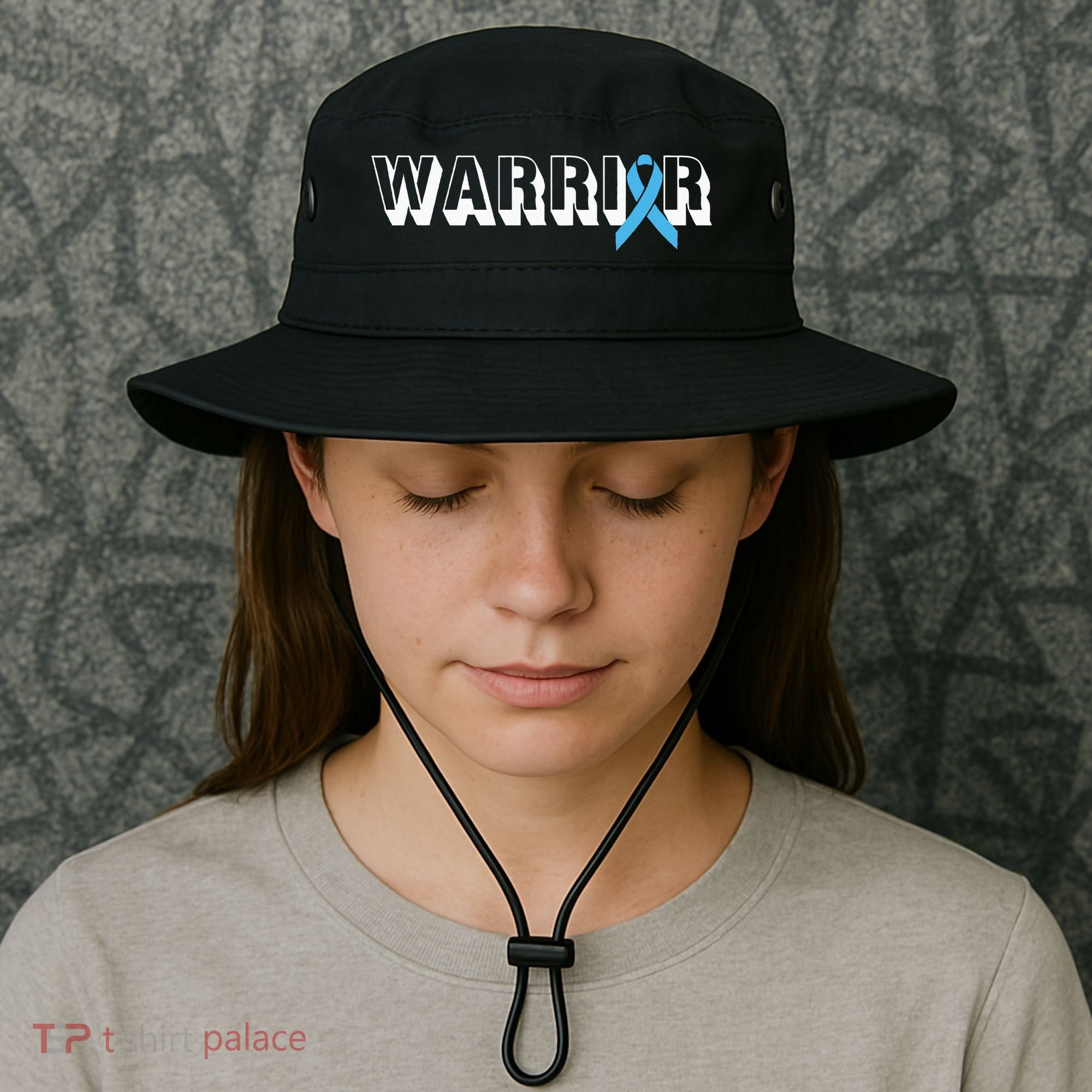 Support Father Prostate Cancer Warrior Light Blue Ribbon Bucket Hat