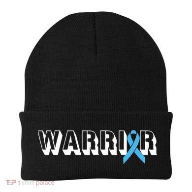 Support Father Prostate Cancer Warrior Light Blue Ribbon Beanie