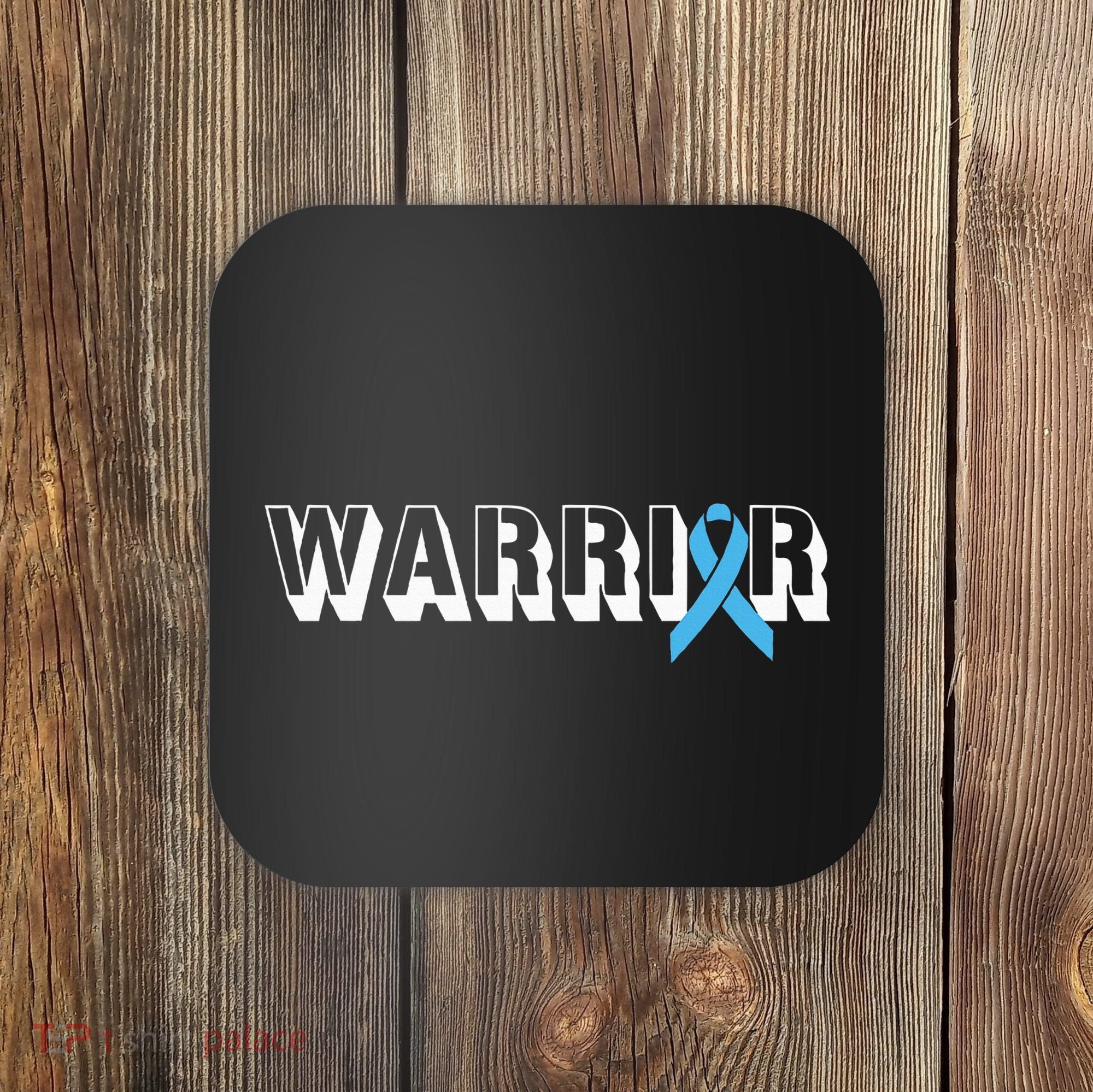 Support Father Prostate Cancer Warrior Light Blue Ribbon Coaster