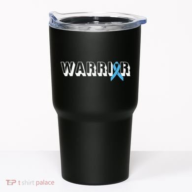 Support Father Prostate Cancer Warrior Light Blue Ribbon Tumbler